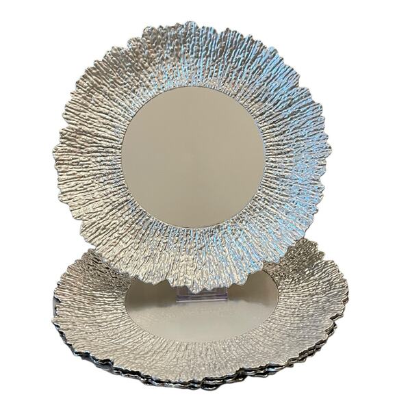 American Atelier Silver Sunbeam Charger Plates 13in Ruffled Rim Set of 4 New - Picture 11 of 15